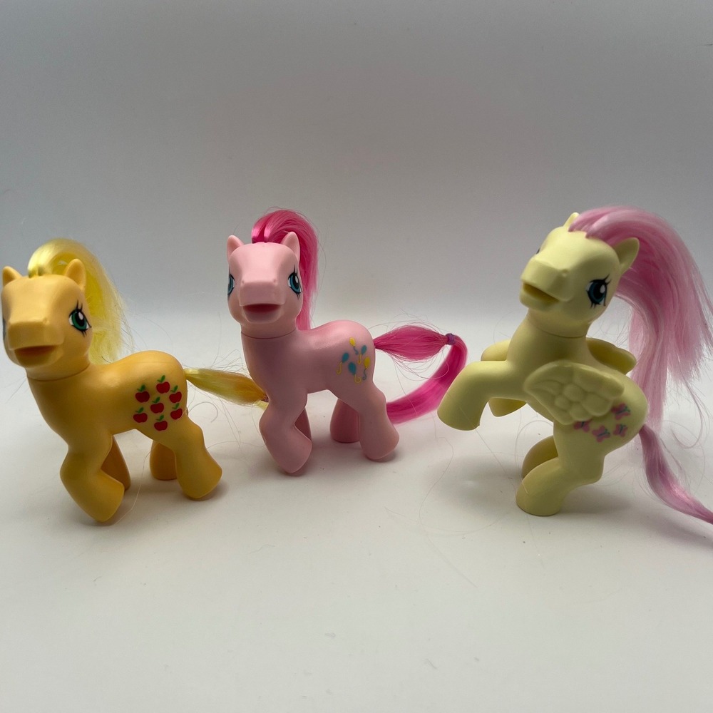 My Little Pony Retro Rainbow Mane 6 Lot of 3 Pinkie Pie Apple Jack Fluttershy